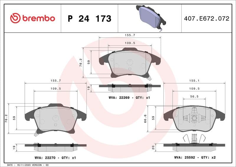 Brake pads front, Top Quality P24173 - image 3
