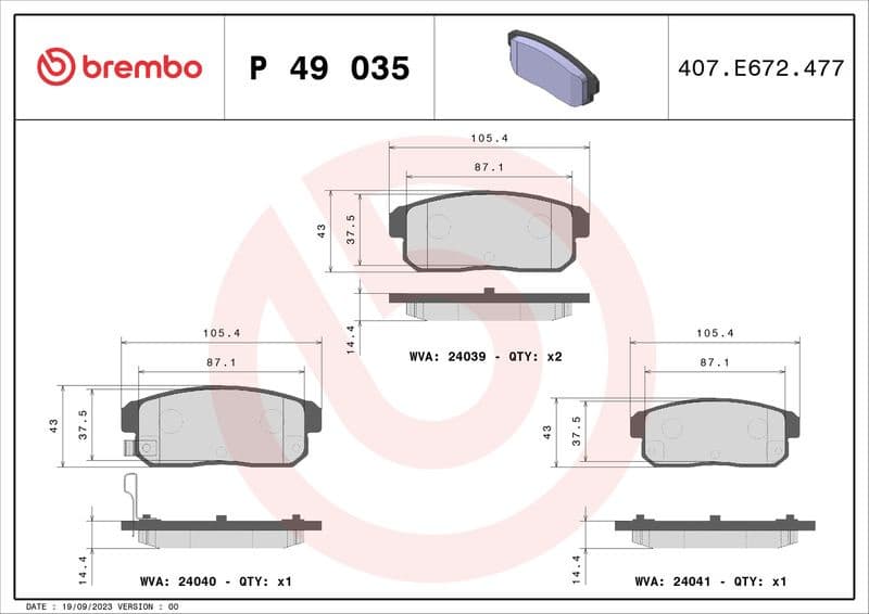 Brake Pad Set, disc brake PRIME LINE P49035 - image 3