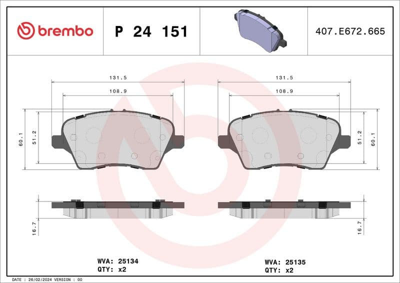 Brake Pad Set, disc brake PRIME LINE P24151 - image 3