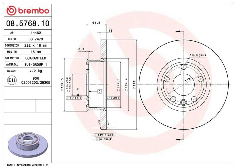 Brake Disc PRIME LINE 08.5768.10 - image 3