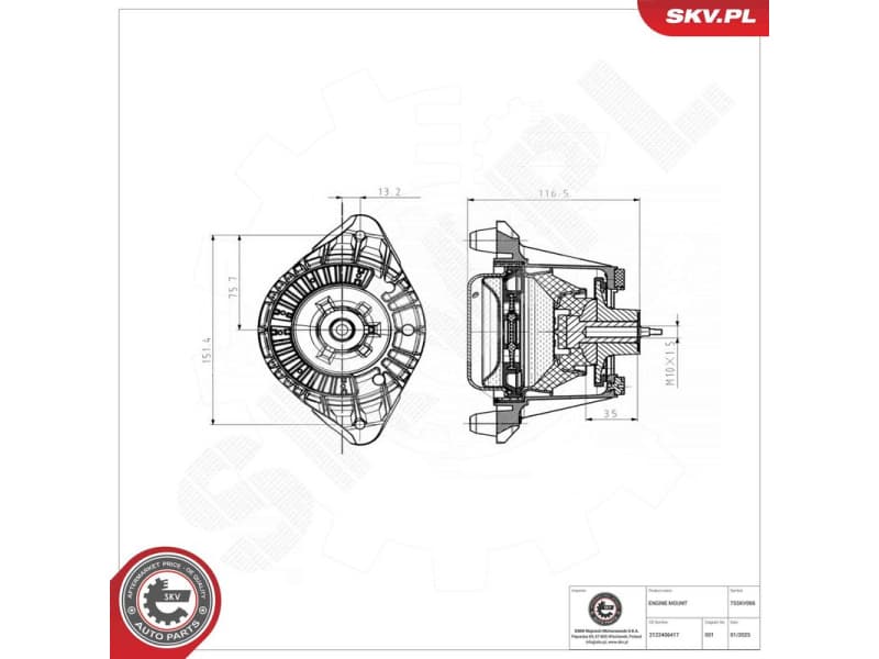 Mounting, engine 75SKV066