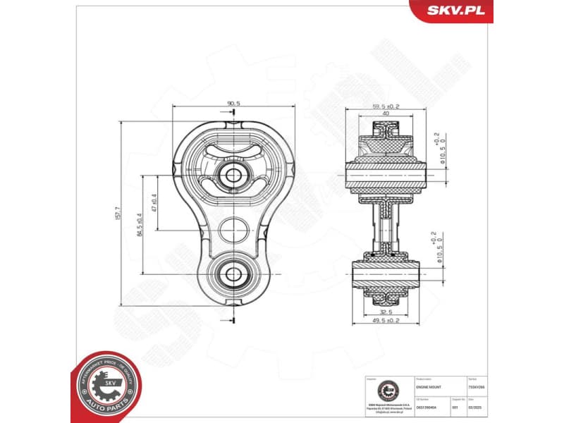 Mounting, engine 75SKV266