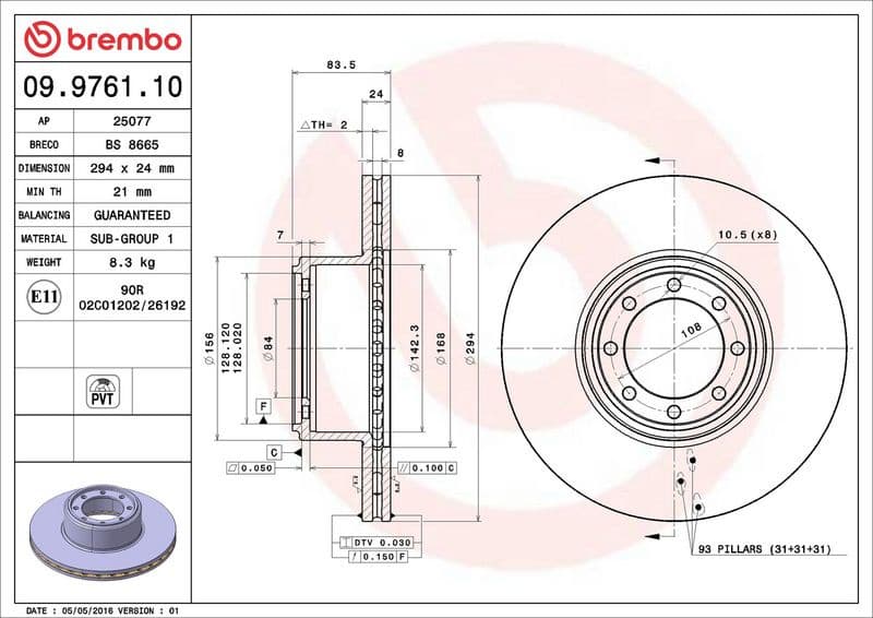 Brake Disc PRIME LINE 09.9761.10 - image 3