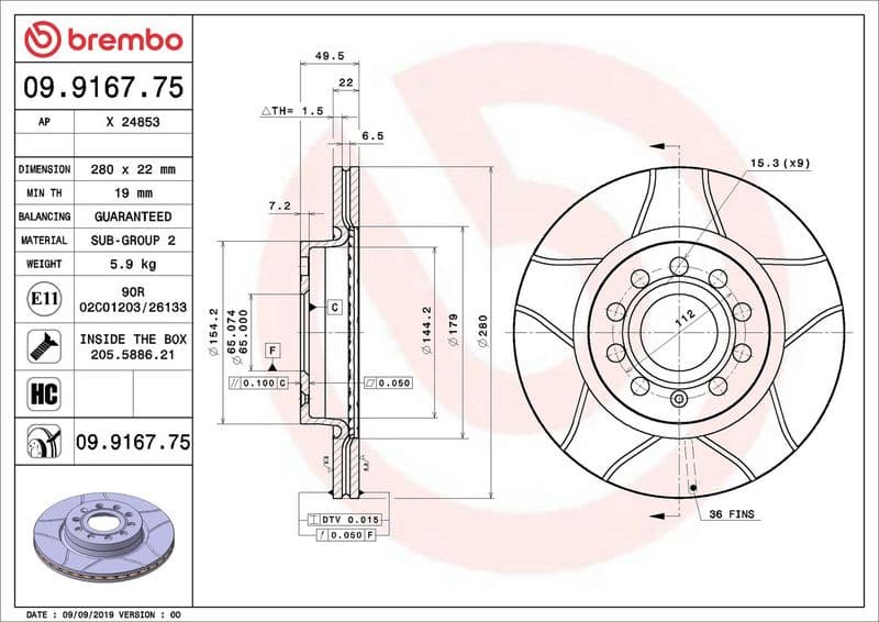 Brake Disc XTRA LINE - Max 09.9167.75 - image 2