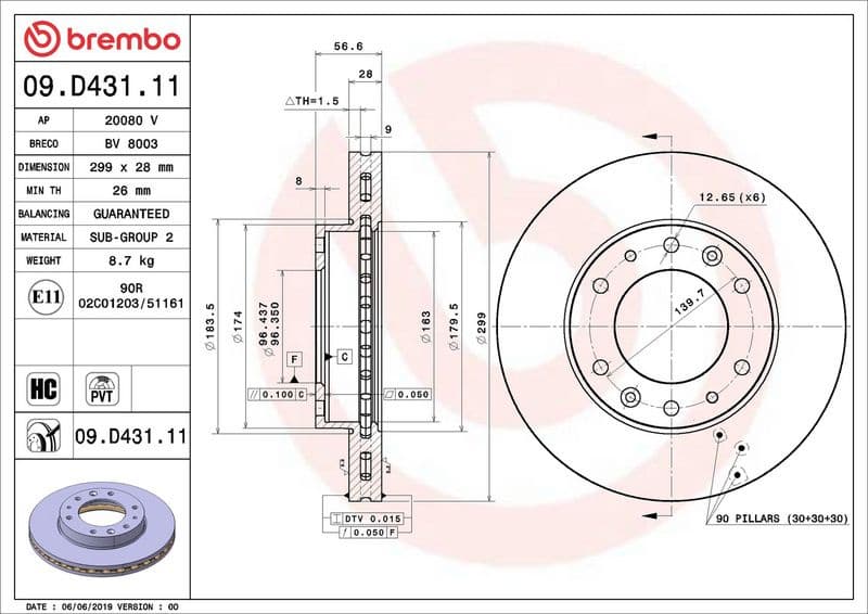 Brake Disc PRIME LINE - UV Coated 09.D431.11 - image 2