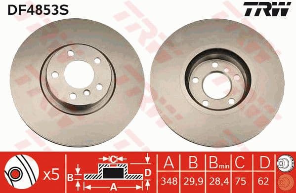 Brake disc, 1pcs FRONT, Top Quality DF4853S