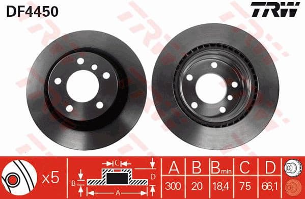 Brake discs kit rear, (2pcs), Top Quality DF4450 - image 4
