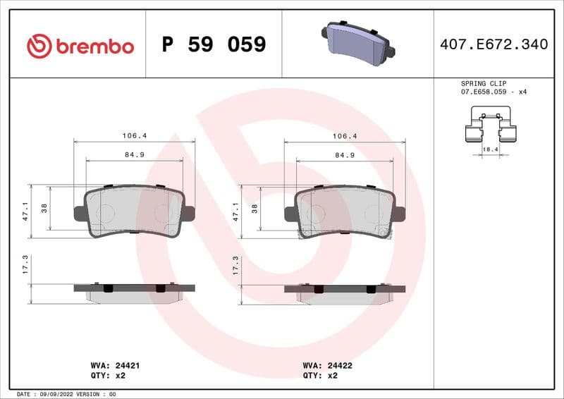 Brake Pad Set, disc brake PRIME LINE P59059 - image 3