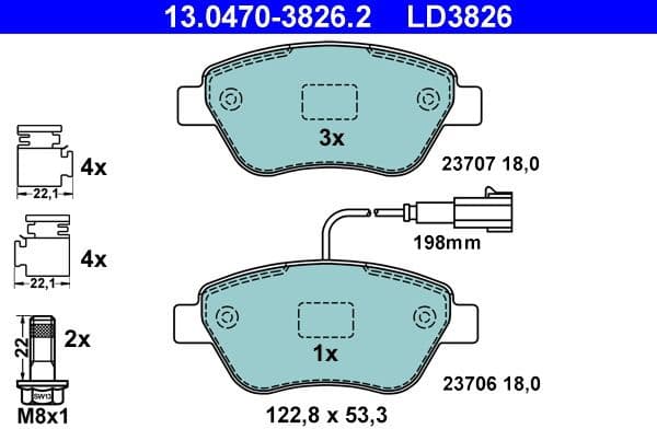 Brake Pad Set, disc brake ATE Ceramic 13.0470-3826.2 - image 2