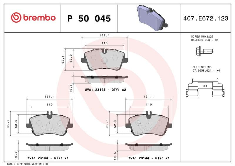 Brake pads front, Top Quality P50045 - image 3
