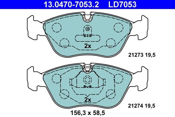 Brake Pad Set, disc brake ATE Ceramic 13.0470-7053.2 - image 2