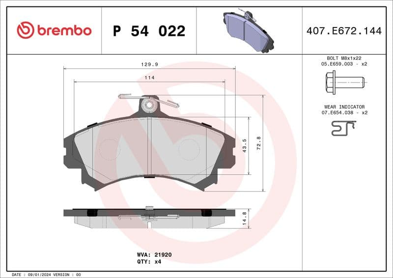 Brake Pad Set, disc brake PRIME LINE P54022 - image 3