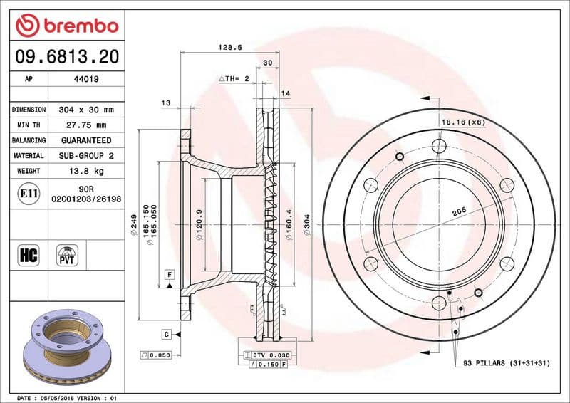 Brake Disc PRIME LINE 09.6813.20 - image 3