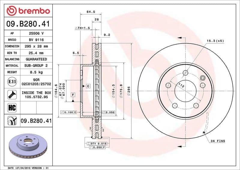 Brake Disc PRIME LINE - UV Coated 09.B280.41 - image 3