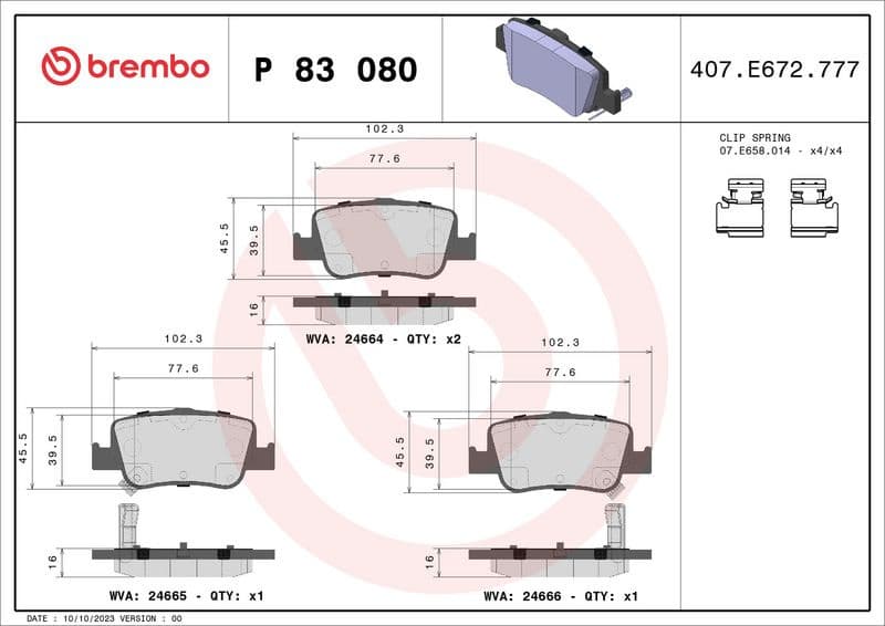 Brake pads rear, Top Quality P83080 - image 3