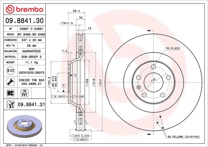 Brake Disc PRIME LINE - UV Coated 09.8841.31 - image 3