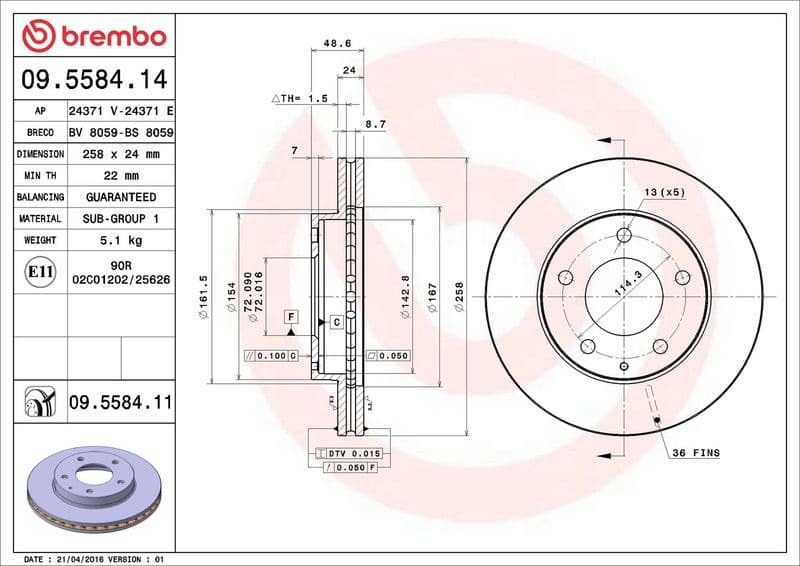 Brake Disc PRIME LINE - UV Coated 09.5584.11 - image 3
