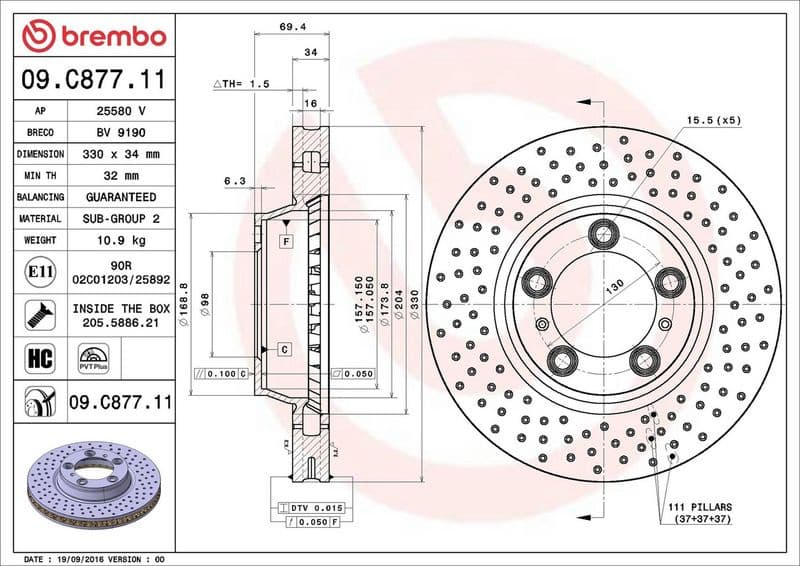 Brake Disc PRIME LINE - UV Coated 09.C877.11 - image 3
