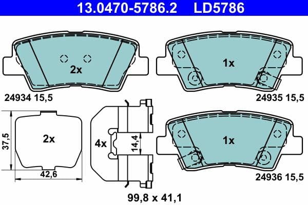 Brake Pad Set, disc brake ATE Ceramic 13.0470-5786.2 - image 2