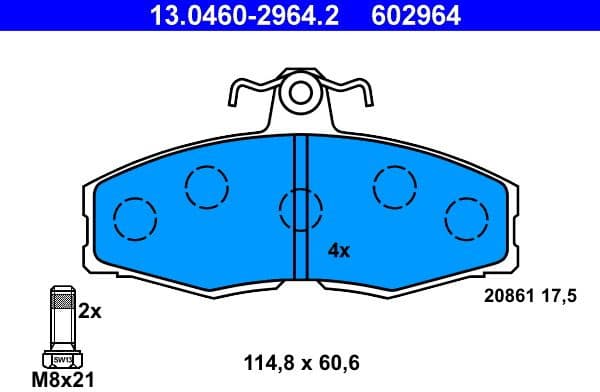 Brake Pad Set, disc brake 13.0460-2964.2 - image 2
