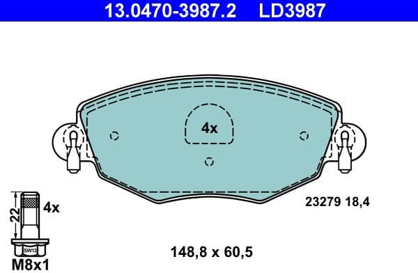 Brake Pad Set, disc brake ATE Ceramic 13.0470-3987.2 - image 2
