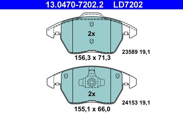 Brake Pad Set, disc brake ATE Ceramic 13.0470-7202.2 - image 2