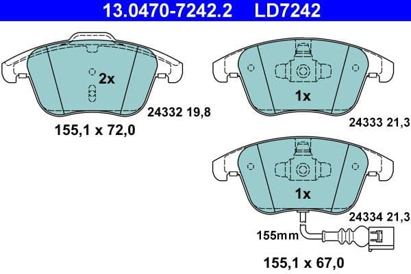 Brake Pad Set, disc brake ATE Ceramic 13.0470-7242.2 - image 2