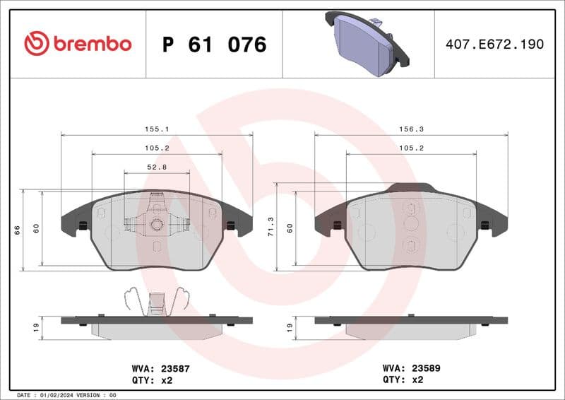 Brake Pad Set, disc brake XTRA LINE P61076X - image 3