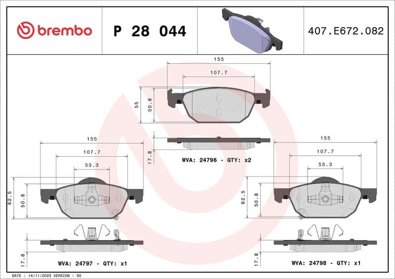 Brake Pad Set, disc brake PRIME LINE P28044 - image 3