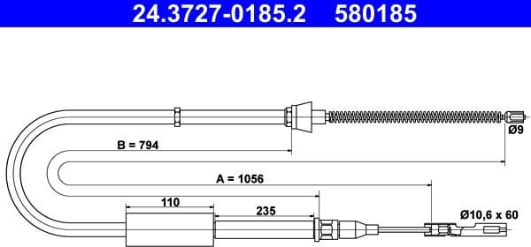 Cable Pull, parking brake 24.3727-0185.2 - image 2