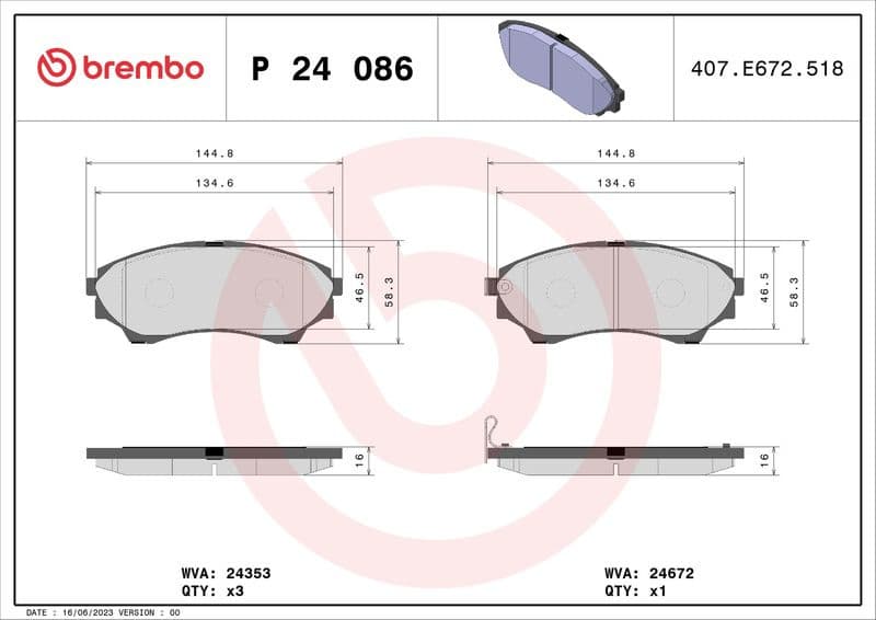 Brake Pad Set, disc brake PRIME LINE P24086 - image 3