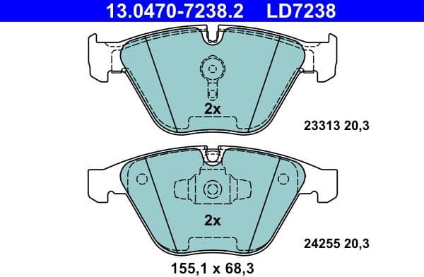 Brake Pad Set, disc brake ATE Ceramic 13.0470-7238.2 - image 2