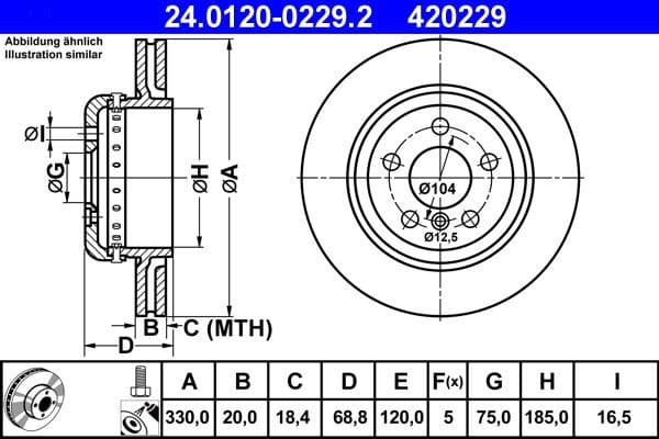 Brake discs kit rear, (2pcs), Top Quality 24.0120-0229.2
