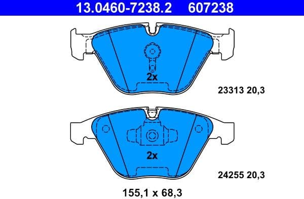Brake Pad Set, disc brake 13.0460-7238.2 - image 2
