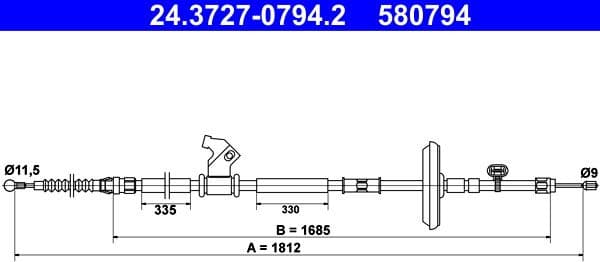 Cable Pull, parking brake 24.3727-0794.2 - image 2