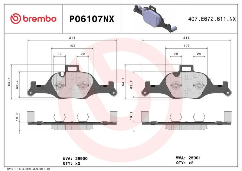 Brake Pad Set, disc brake XTRA LINE - Ceramic P06107NX
