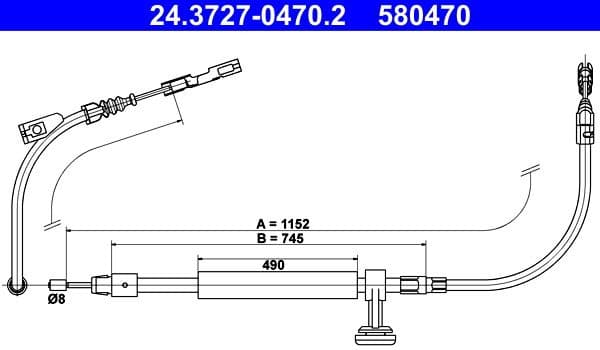 Cable Pull, parking brake 24.3727-0470.2 - image 2