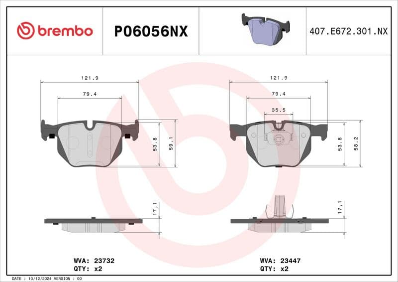 Brake Pad Set, disc brake XTRA LINE - Ceramic P06056NX