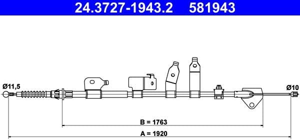 Cable Pull, parking brake 24.3727-1943.2 - image 2