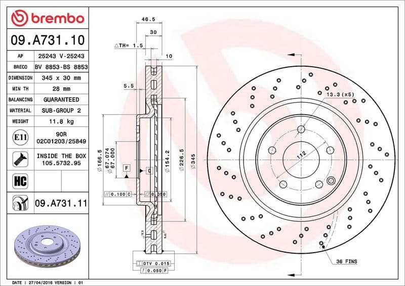 Brake Disc PRIME LINE - UV Coated 09.A731.11 - image 3