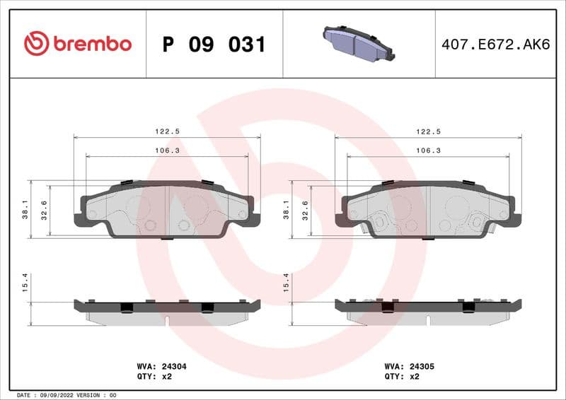 Brake Pad Set, disc brake PRIME LINE P 09 031 - image 2