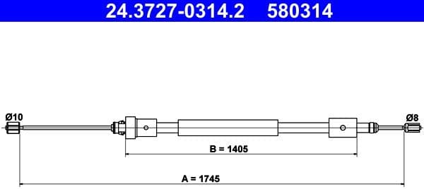 Cable Pull, parking brake 24.3727-0314.2 - image 2