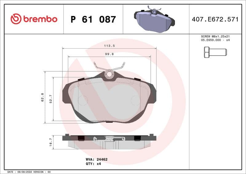 Brake Pad Set, disc brake PRIME LINE P61087 - image 3
