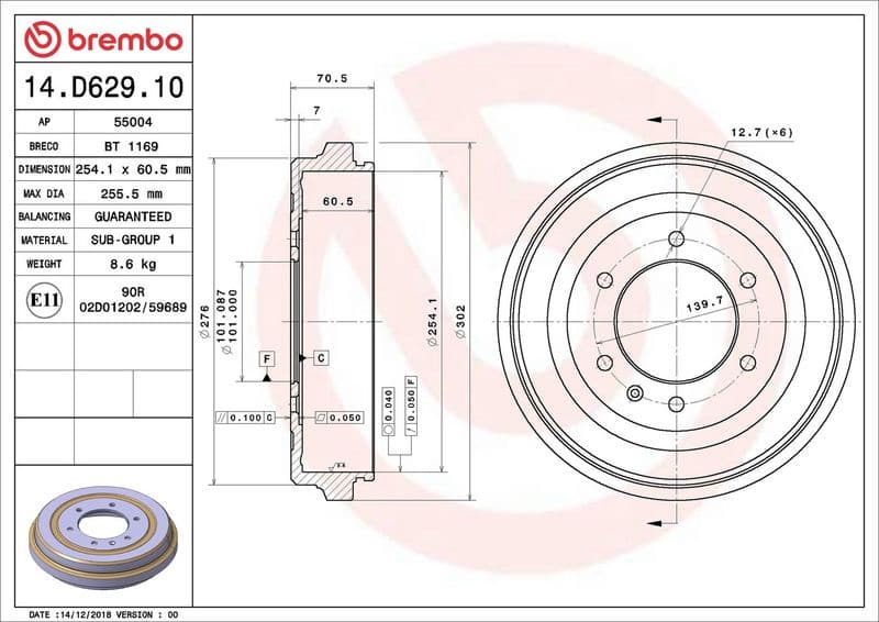 Brake Drum ESSENTIAL LINE 14.D629.10
