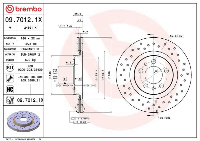 Brake Disc XTRA LINE - Xtra 09.7012.1X - image 3