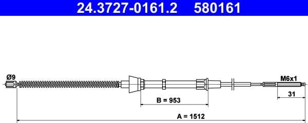 Cable Pull, parking brake 24.3727-0161.2 - image 2