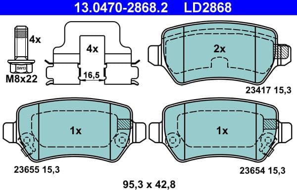 Brake Pad Set, disc brake ATE Ceramic 13.0470-2868.2 - image 2