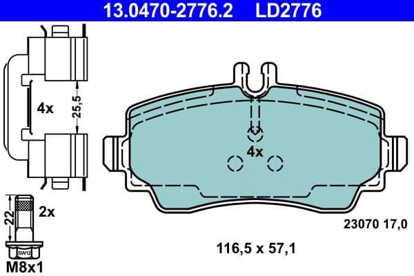 Brake Pad Set, disc brake ATE Ceramic 13.0470-2776.2 - image 2