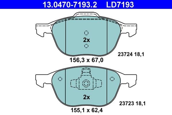 Brake Pad Set, disc brake ATE Ceramic 13.0470-7193.2 - image 2