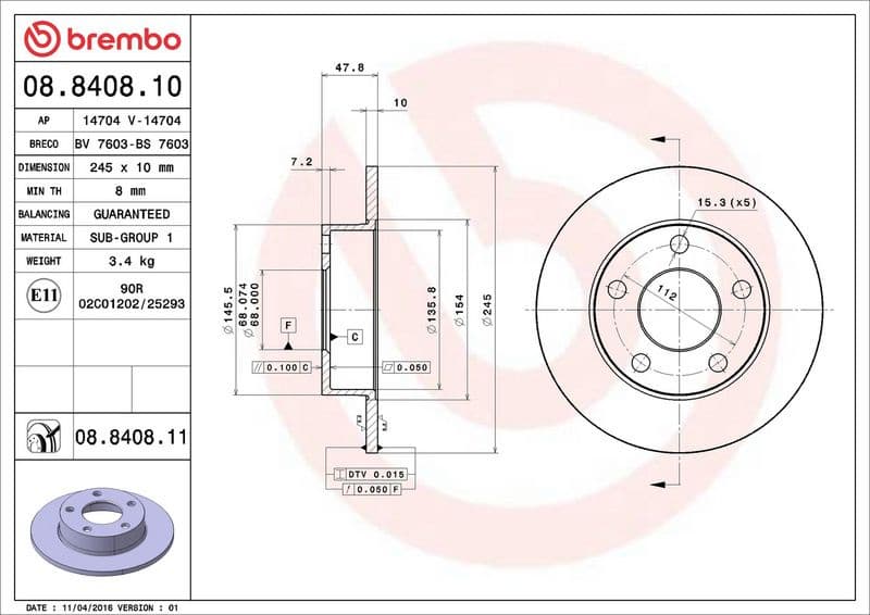 Brake Disc PRIME LINE - UV Coated 08.8408.11 - image 3